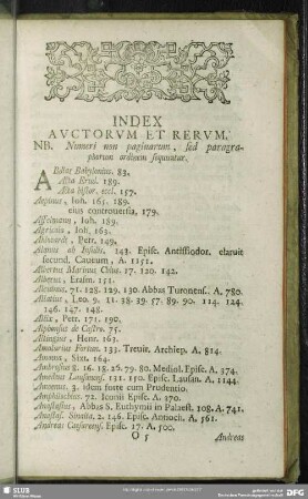 Index Auctorum Et Rerum