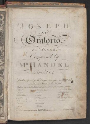 Joseph, an oratorio in score