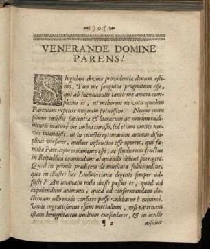 Venerande Domine Parens!