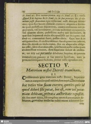 Sectio V. Materiam nostri Decreti examinans