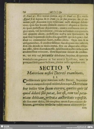 Sectio V. Materiam nostri Decreti examinans