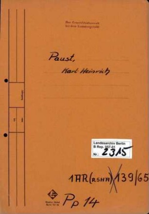 Personenheft Karl-Heinrich Paust (*11.11.1907), SS-Hauptsturmführer