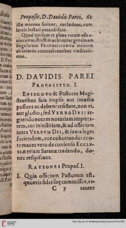 D. Davidis Parei Propositio I