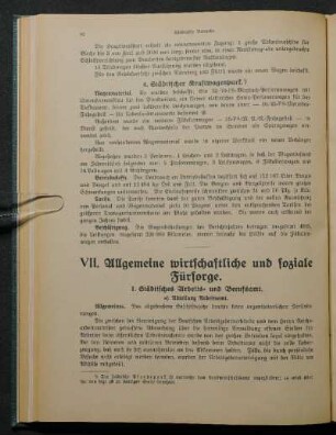 VII. Allgemeine wirtschaftliche und soziale Fürsorge.