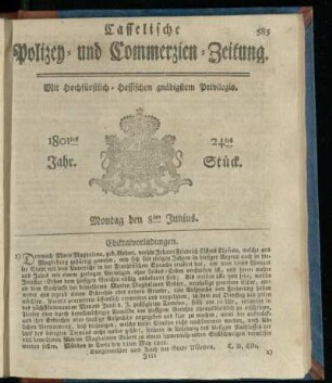 24tes Stueck, Montag den 8ten Junius 1801