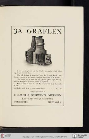 Folmer & Schwing Division, Eastman Kodak Company [3A Graflex Camera]