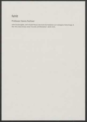 Fehlt: Prof. Hanns Fechner