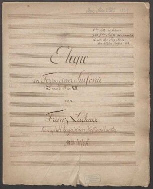 Elegie in Form einer Sinfonie, orch, op.58, d-Moll, Fragments - BSB Mus.ms. 5925 : Elegie in Form einer Sinfonie // D-moll, Nr. 7 // 58. Werk // 1. Andante - 2. Scherzo. - 3. Fantasie