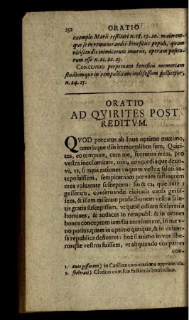 Oratio Ad Quirites Post Reditum.