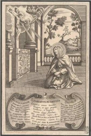 Die heilige Margherita von Cortona vor dem Kruzifix