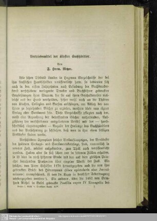 Vertriebsmittel der ältesten Buchhändler