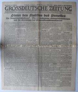 Nationalsozialistische Tageszeitung "Grossdeutsche Zeitung" u.a. zum Prozess gegen die Verantwortlichen des Hitler-Putsches 1923