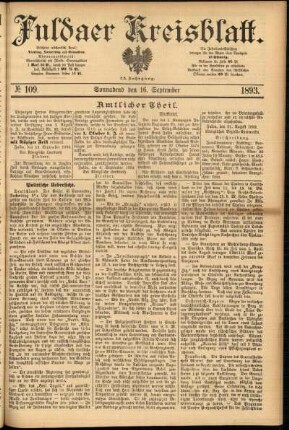Erste Ausgabe vom Samstag, den 16. September 1893.