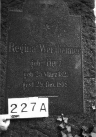 Grabstein 227 (Index: 100085036) Maße HxBxT: 152x66x34 cm Beschreibung: Stele, rustica, Segmentbogenabschl. , Schriftplatten mit eingezogenem Rundbogenabsch: Grabstein 227A