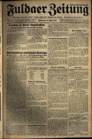 Erste Ausgabe vom Mittwoch, den 16. März 1932.