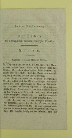 Dritte Abtheilung. Geschichte der vornehmsten aussereuropäischen Staaten