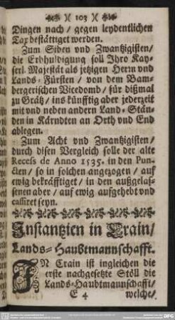 Instantzien in Crain, Lands-Haubtmannschafft