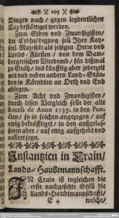 Instantzien in Crain, Lands-Haubtmannschafft