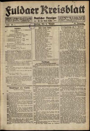 Ausgabe vom Freitag, den 02. Januar 1920.