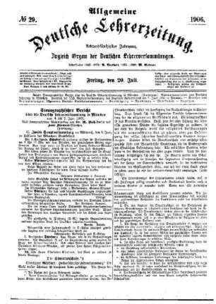 Stenographischer Bericht über die Deutsche Lehrerversammlung in München vom 4. bis 7. Juni 1906 (Fortsetzung)
