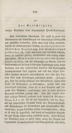 313-329 Die Berichtigung irriger Ansichten vom sogenannten Hermesianismus