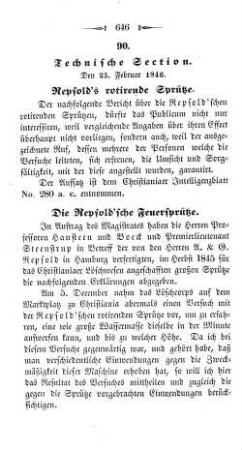 90. Technische Section. : Den 25. Februar 1846.