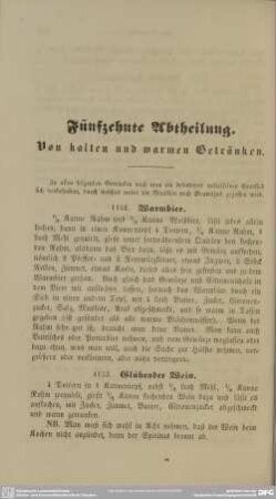 Fünfzehnte Abtheilung. Von kalten und warmen Getränken