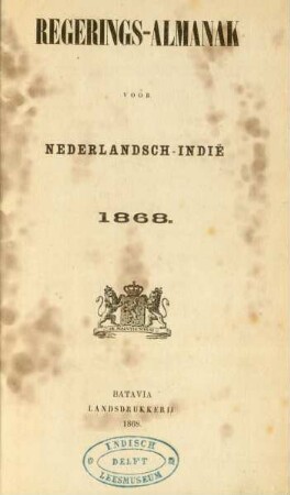 1868: Regeeringsalmanak voor Nederlandsch-Indie