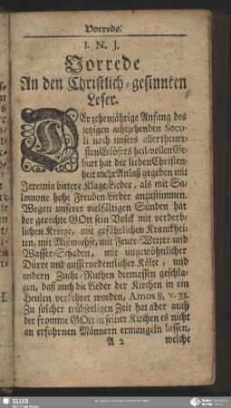 Vorrede An den Christlich-gesinnten Leser