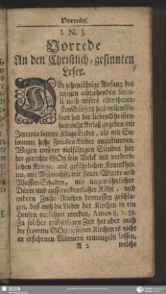 Vorrede An den Christlich-gesinnten Leser