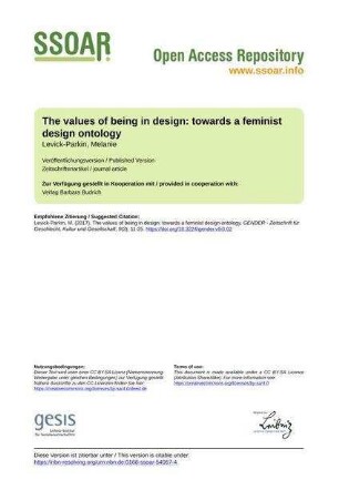 The values of being in design: towards a feminist design ontology