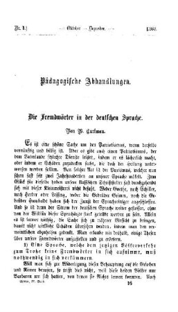 Die Fremdwörter in der deutschen Sprache : (Fortsetzung folgt)