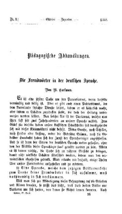 Die Fremdwörter in der deutschen Sprache : (Fortsetzung folgt)