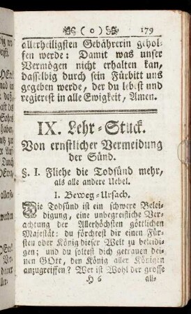 IX. Lehr-Stuck. Von ernstlicher Vermeidung der Sünd.