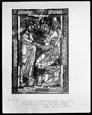 Perikopenbuch aus dem Benediktinerinnenkloster Sankt Erentrud auf dem Nonnberg — Auferweckung der Tochter des Jairus, Folio 76verso