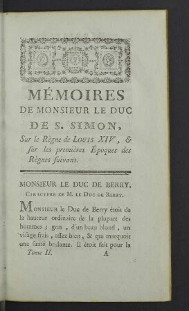 Monsieur le Duc de Berry.