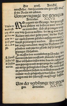 Von zwyngunge der gezeugen Articulus. XXVII.