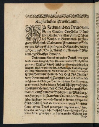 6-8, Kayserliches Privilegium