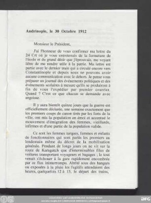 Andrinople, le 30 Octobre 1912
