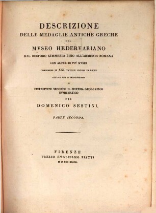 Descrizione delle medaglie antiche greche del Museo Hedervariano, 2. Dal Bosforo Cimmerio Fino All'Armenia Romana Con Altre Di Piv Mvsei ...