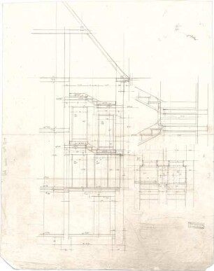 Littmann, Max; Bocksberg; Hofgut, Wohnhausanbau - Treppenhaus (Grundriss, Schnitte)