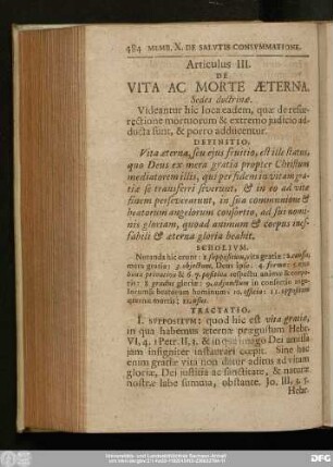 Articulus III. De Vita Ac Morte Aeterna.