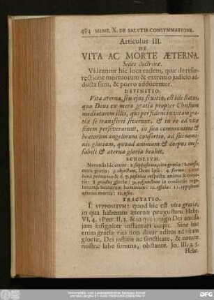 Articulus III. De Vita Ac Morte Aeterna.