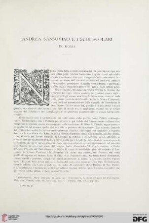 3: Andrea Sansovino e i suoi scolari in Roma