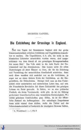 Sechstes Kapitel. Die Entstehung der Großloge in England