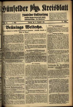 Zweite Ausgabe vom Samstag, den 12. Dezember 1931.