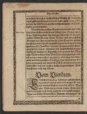 Vom Vierdten. [4. Dignam ad viam praeparationem, das ist/ wie man sich uff den Weg gefast machen solle und könne.]