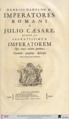 Henrici Hamelow JC. Imperatores Romani a Julio Caesare […]