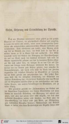 Wesen, Ursprung und Entwickelung der Sprache