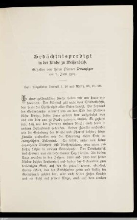Gedächtnispredigt ...